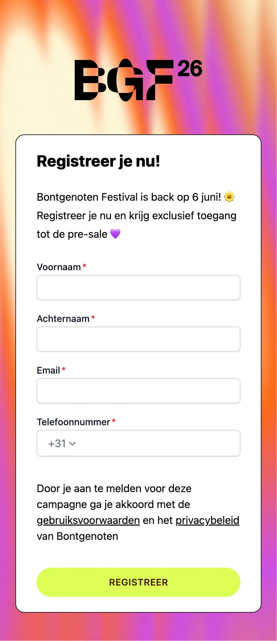 Bontgenoten Festival sold 13.1k tickets through WhatsApp in under an hour. See how Innercrowd's WhatsApp Shop drove a 181% registration-to-conversion rate.